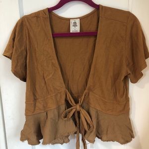 Free People crop tie front shirt